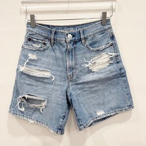American Eagle ‘90s Boyfriend Shorts Jean Denim Distressed Size 0 Cotton
